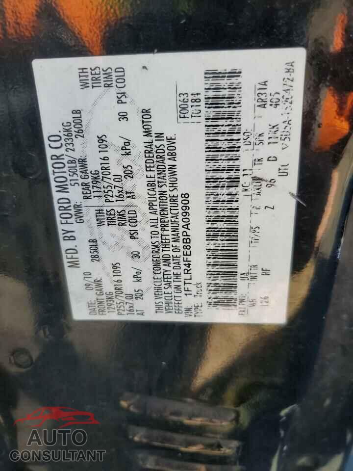 FORD RANGER 2011 - 1FTLR4FE8BPA09908