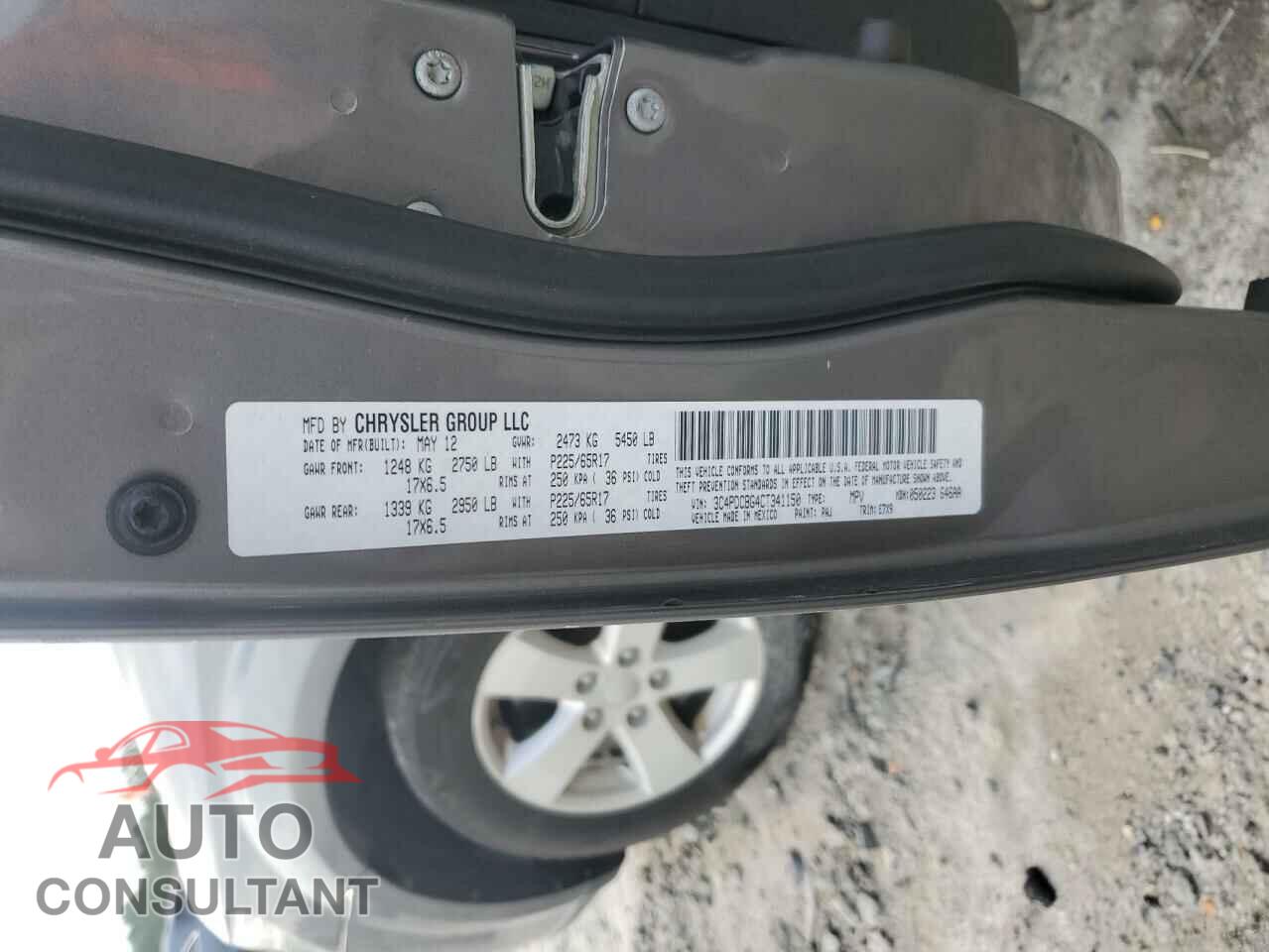 DODGE JOURNEY 2012 - 3C4PDCBG4CT341150
