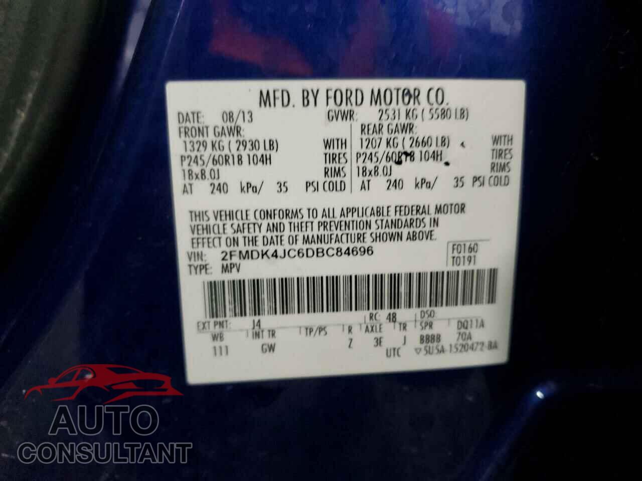 FORD EDGE 2013 - 2FMDK4JC6DBC84696