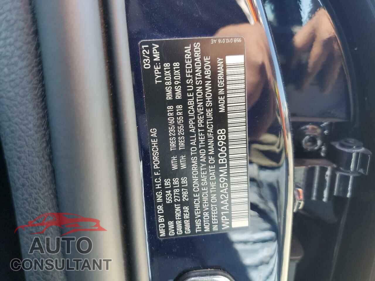PORSCHE MACAN 2021 - WP1AA2A59MLB06988