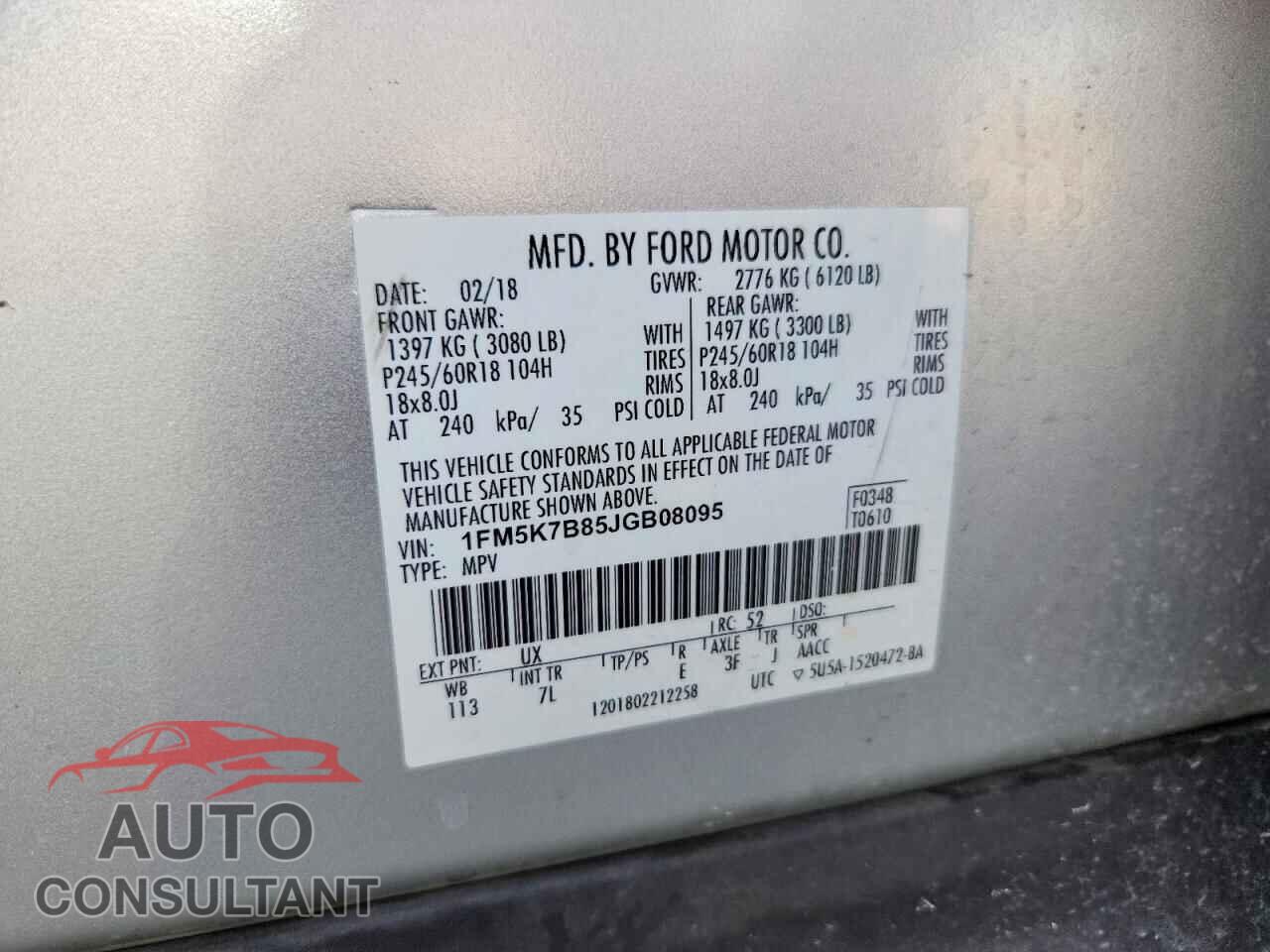 FORD EXPLORER 2018 - 1FM5K7B85JGB08095