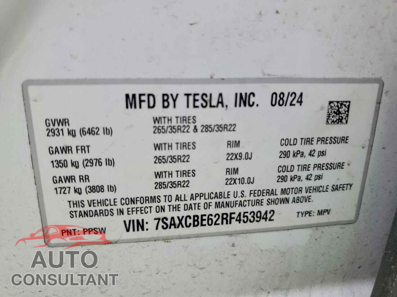 TESLA MODEL X 2024 - 7SAXCBE62RF453942