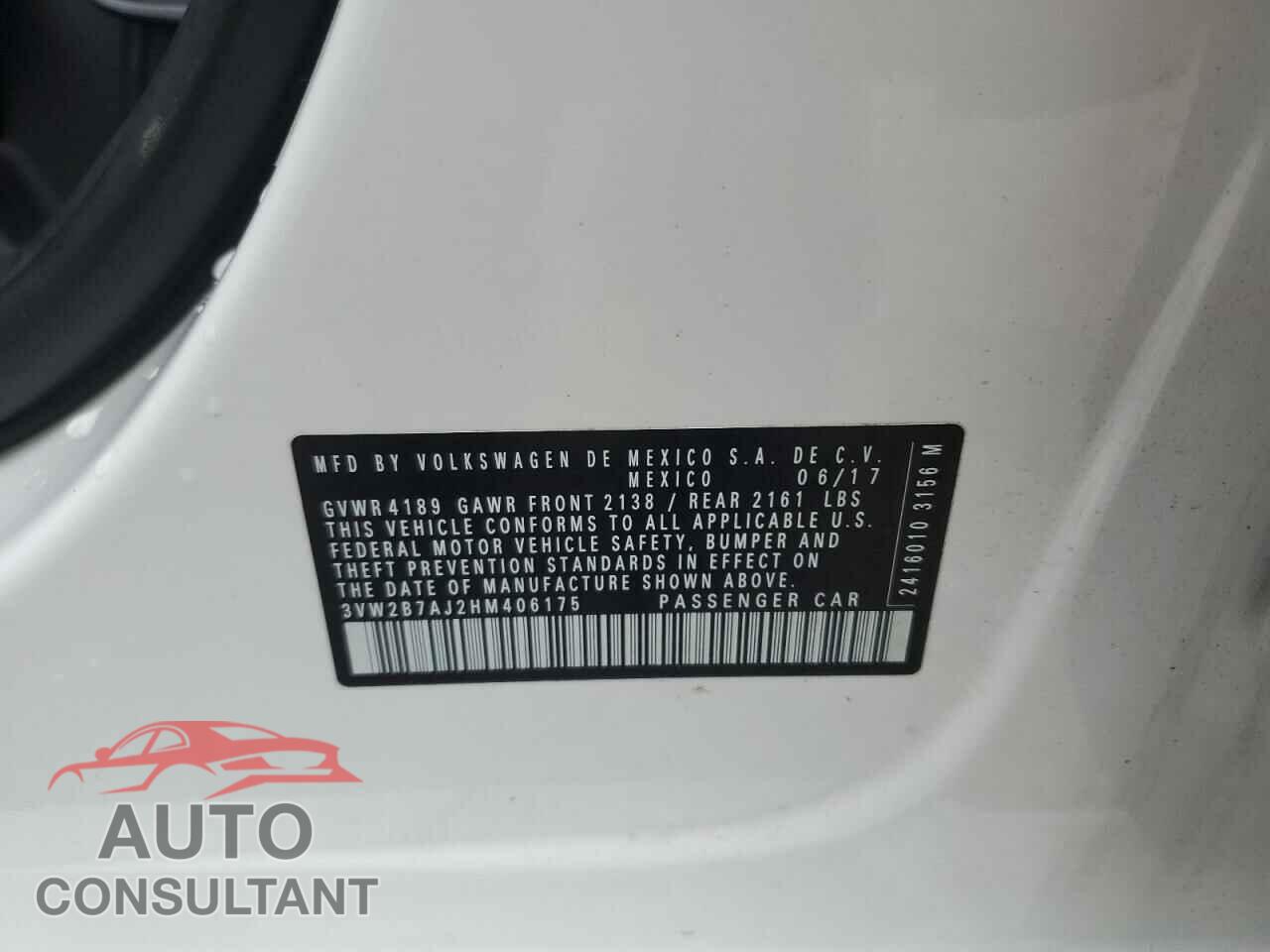 VOLKSWAGEN JETTA 2017 - 3VW2B7AJ2HM406175
