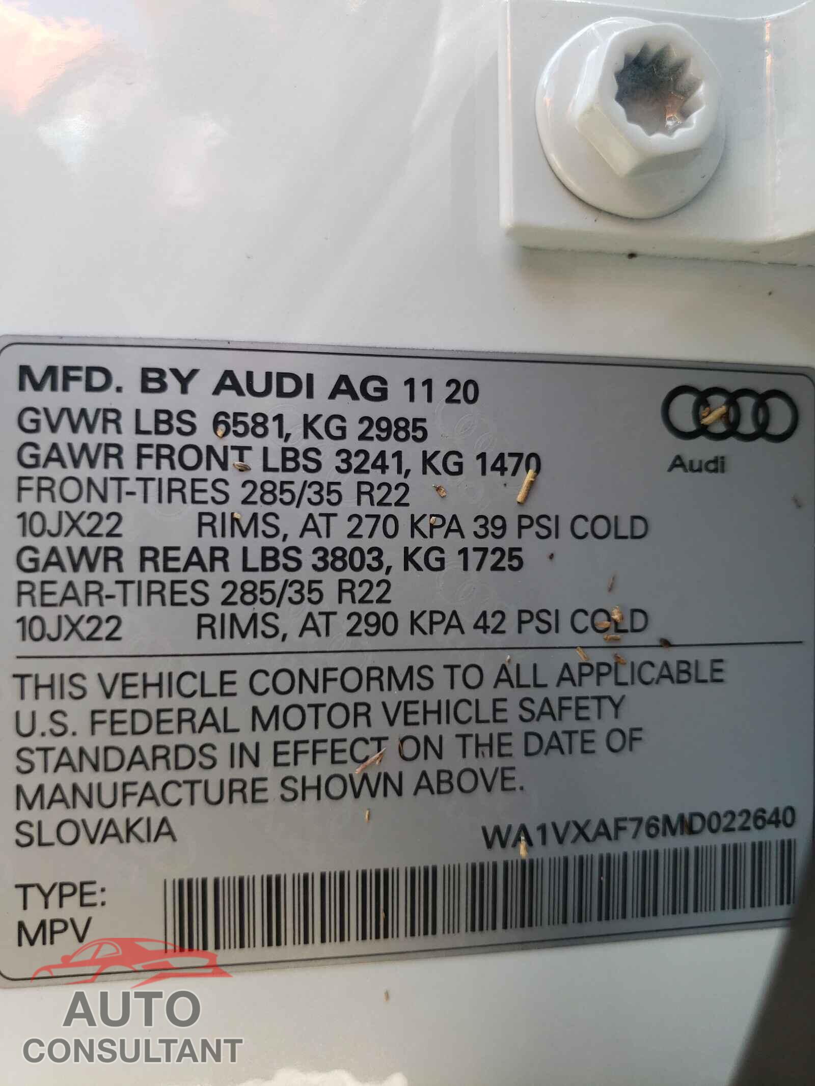 AUDI Q7 2021 - WA1VXAF76MD022640