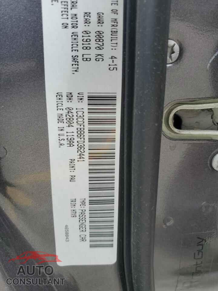DODGE DART 2015 - 1C3CDFBB6FD362441