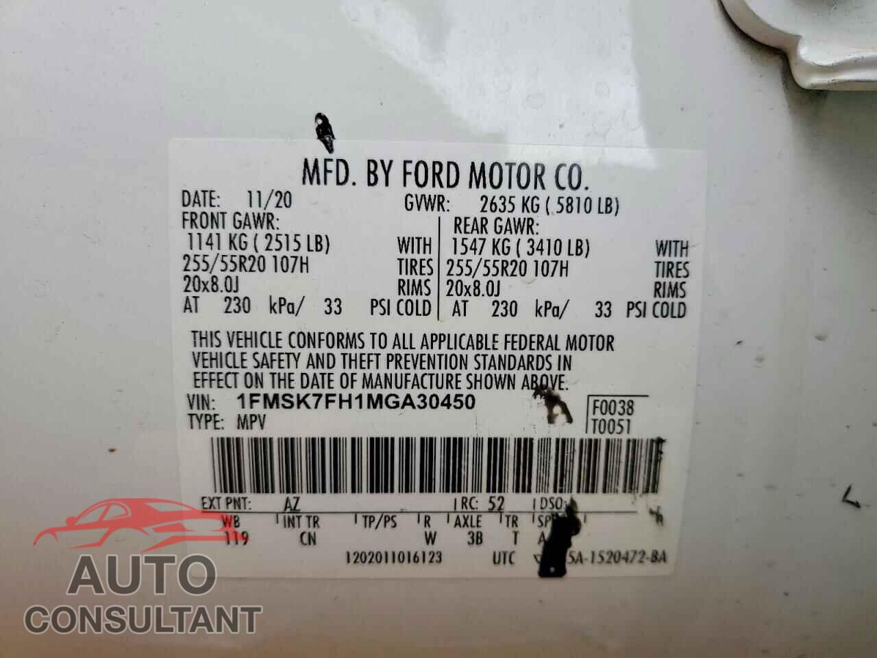 FORD EXPLORER 2021 - 1FMSK7FH1MGA30450