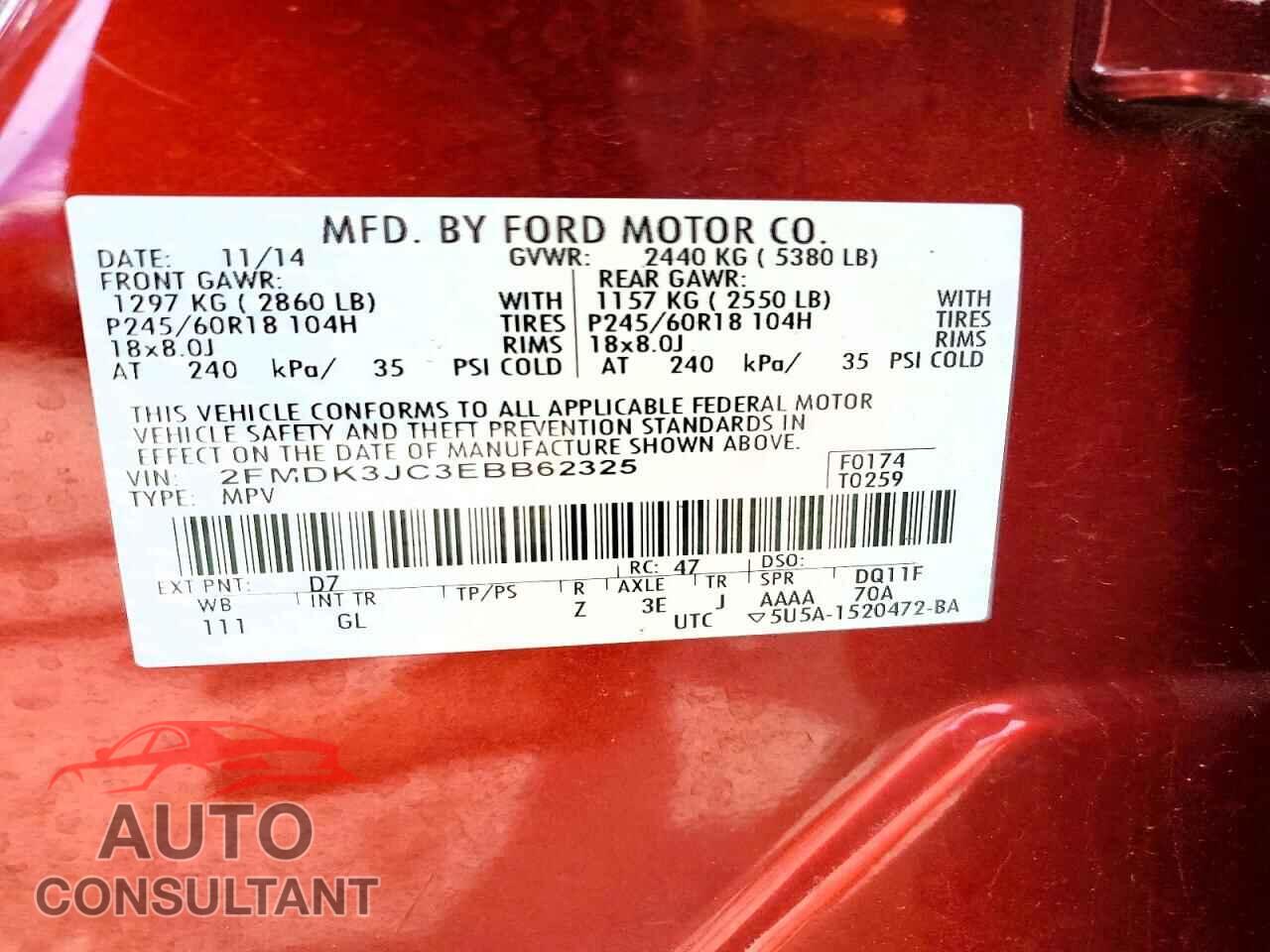 FORD EDGE 2014 - 2FMDK3JC3EBB62325