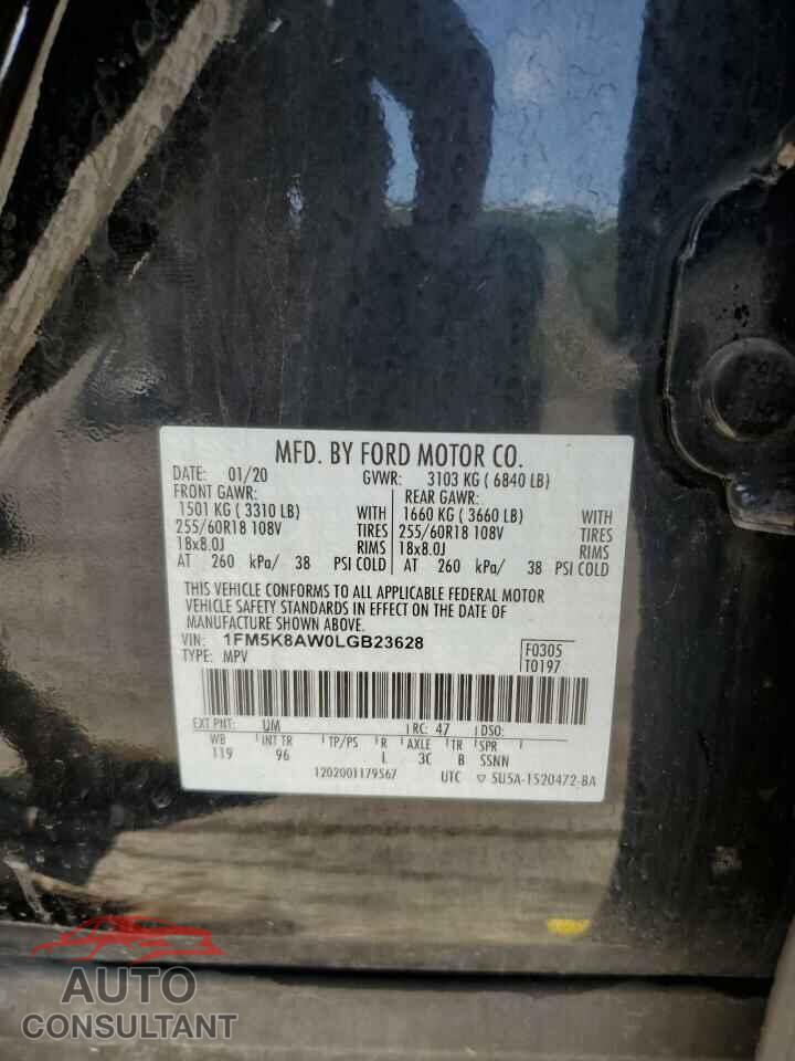 FORD EXPLORER 2020 - 1FM5K8AW0LGB23628