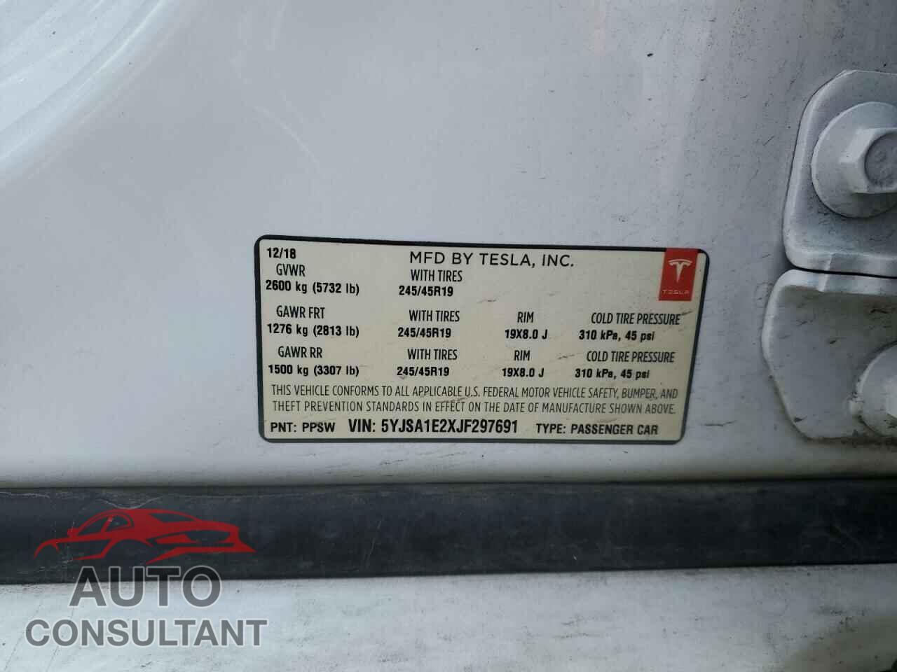 TESLA MODEL S 2018 - 5YJSA1E2XJF297691