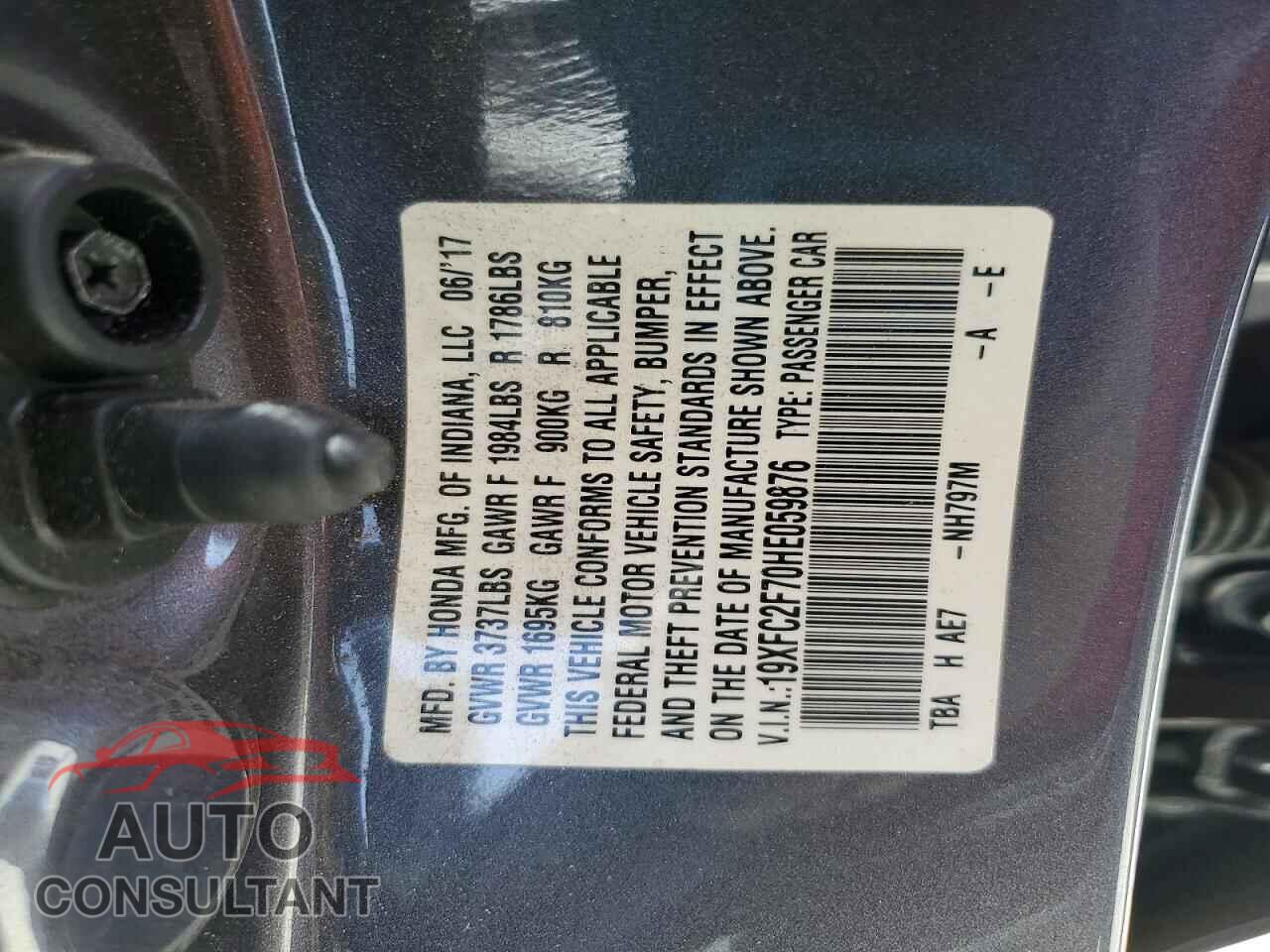 HONDA CIVIC 2017 - 19XFC2F70HE059876
