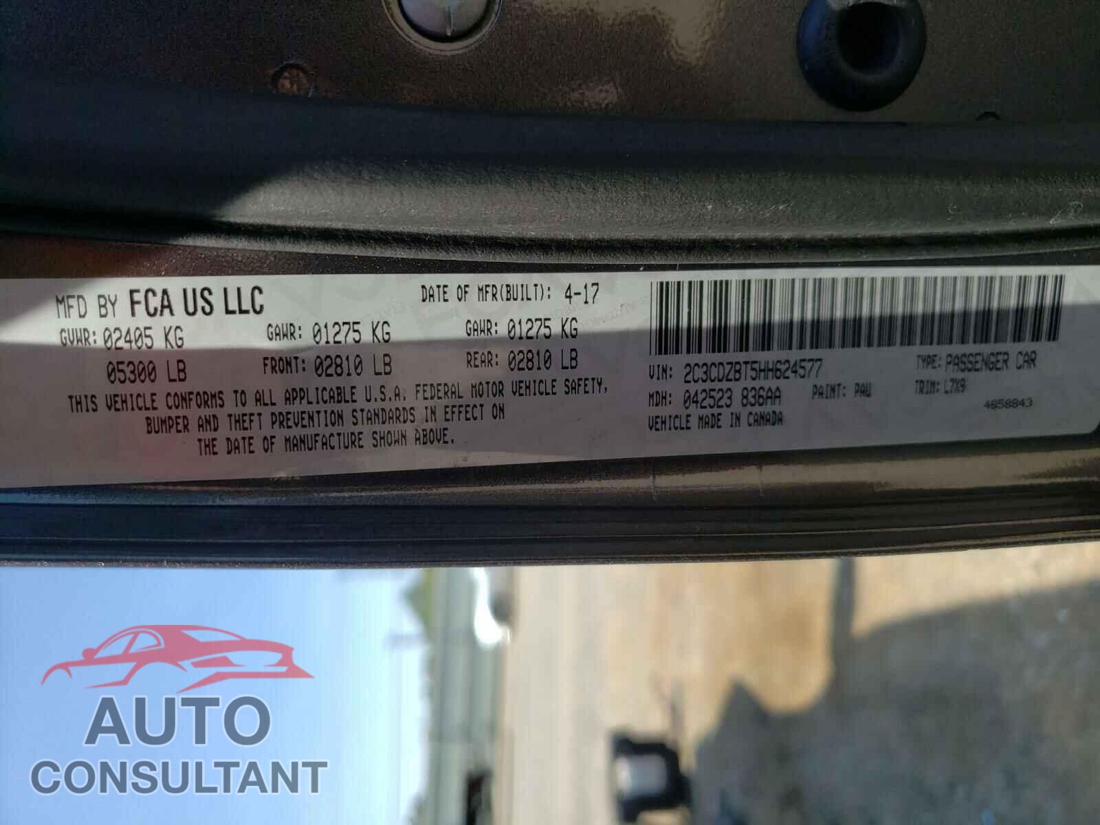 DODGE CHALLENGER 2017 - 2C3CDZBT5HH624577