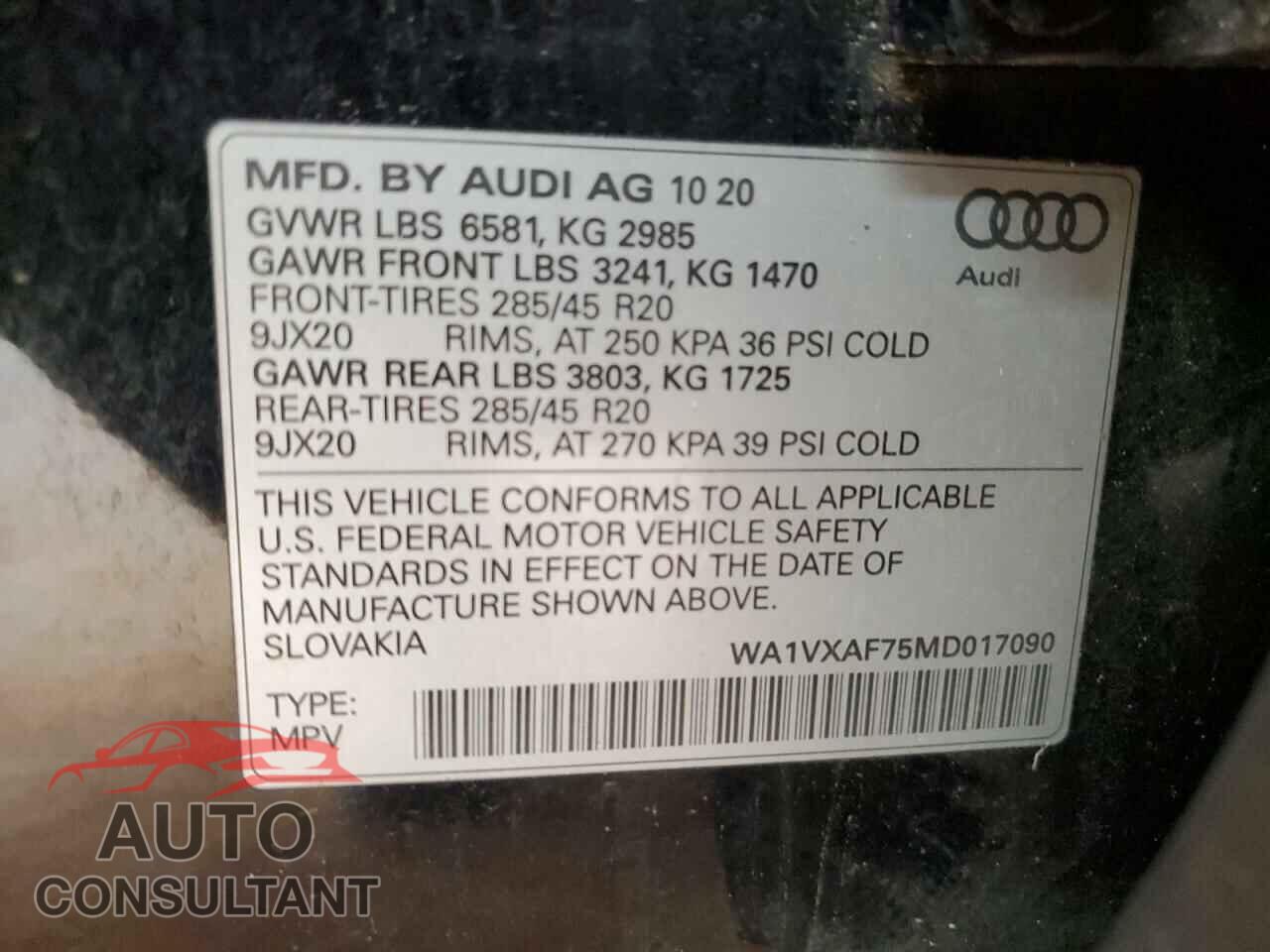 AUDI Q7 2021 - WA1VXAF75MD017090