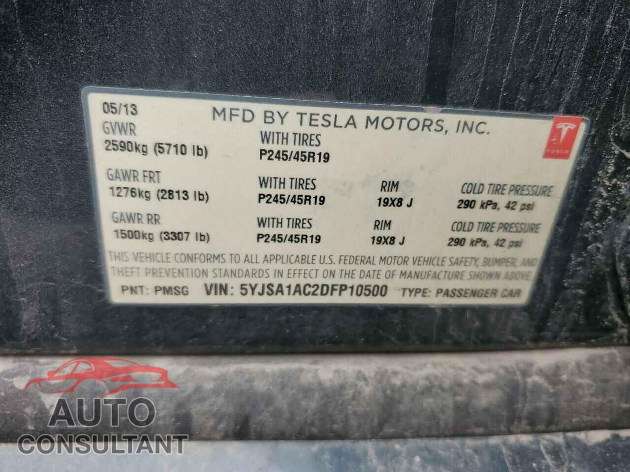 TESLA MODEL S 2013 - 5YJSA1AC2DFP10500
