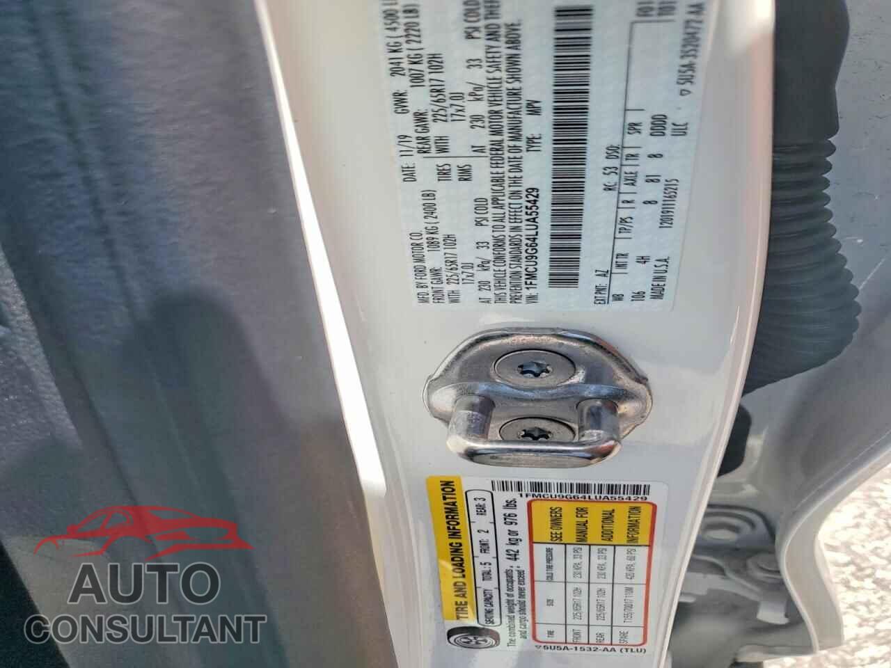 FORD ESCAPE 2020 - 1FMCU9G64LUA55429