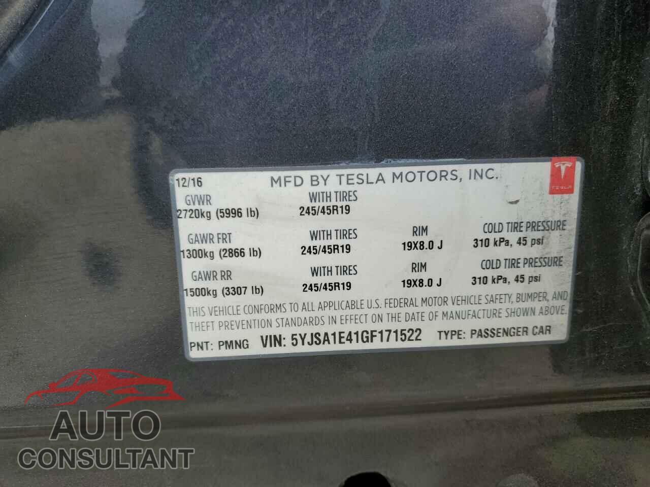 TESLA MODEL S 2016 - 5YJSA1E41GF171522