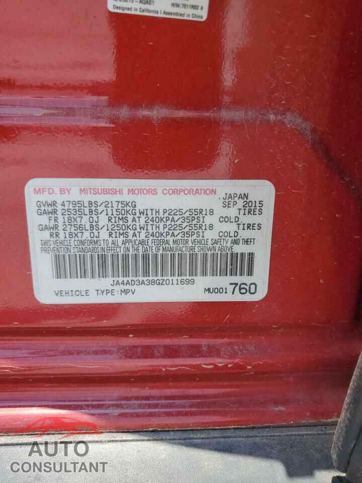 MITSUBISHI OUTLANDER 2016 - JA4AD3A38GZ011699