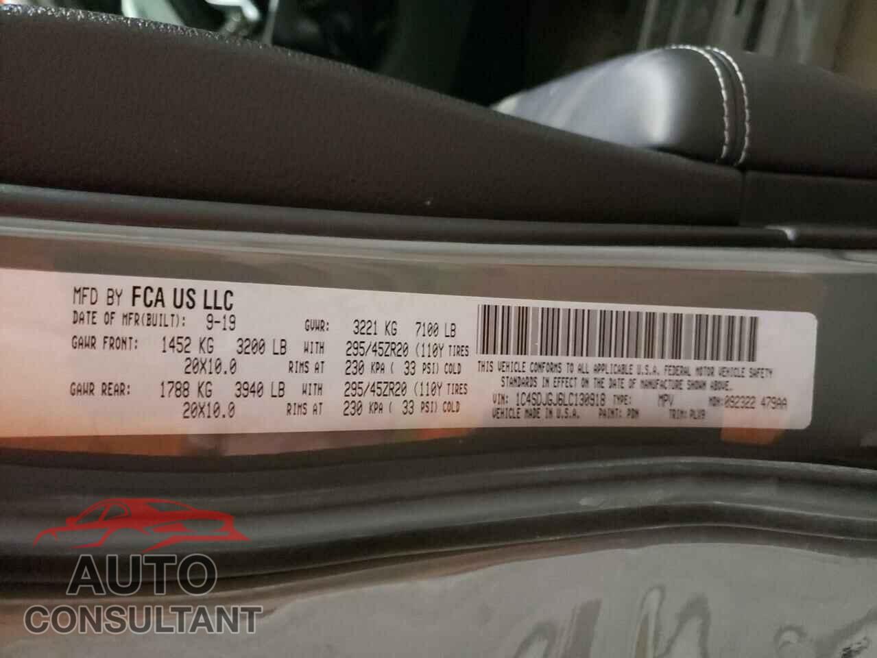 DODGE DURANGO 2020 - 1C4SDJGJ6LC130918