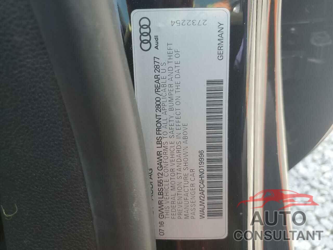 AUDI A7 2017 - WAUW2AFC4HN019996
