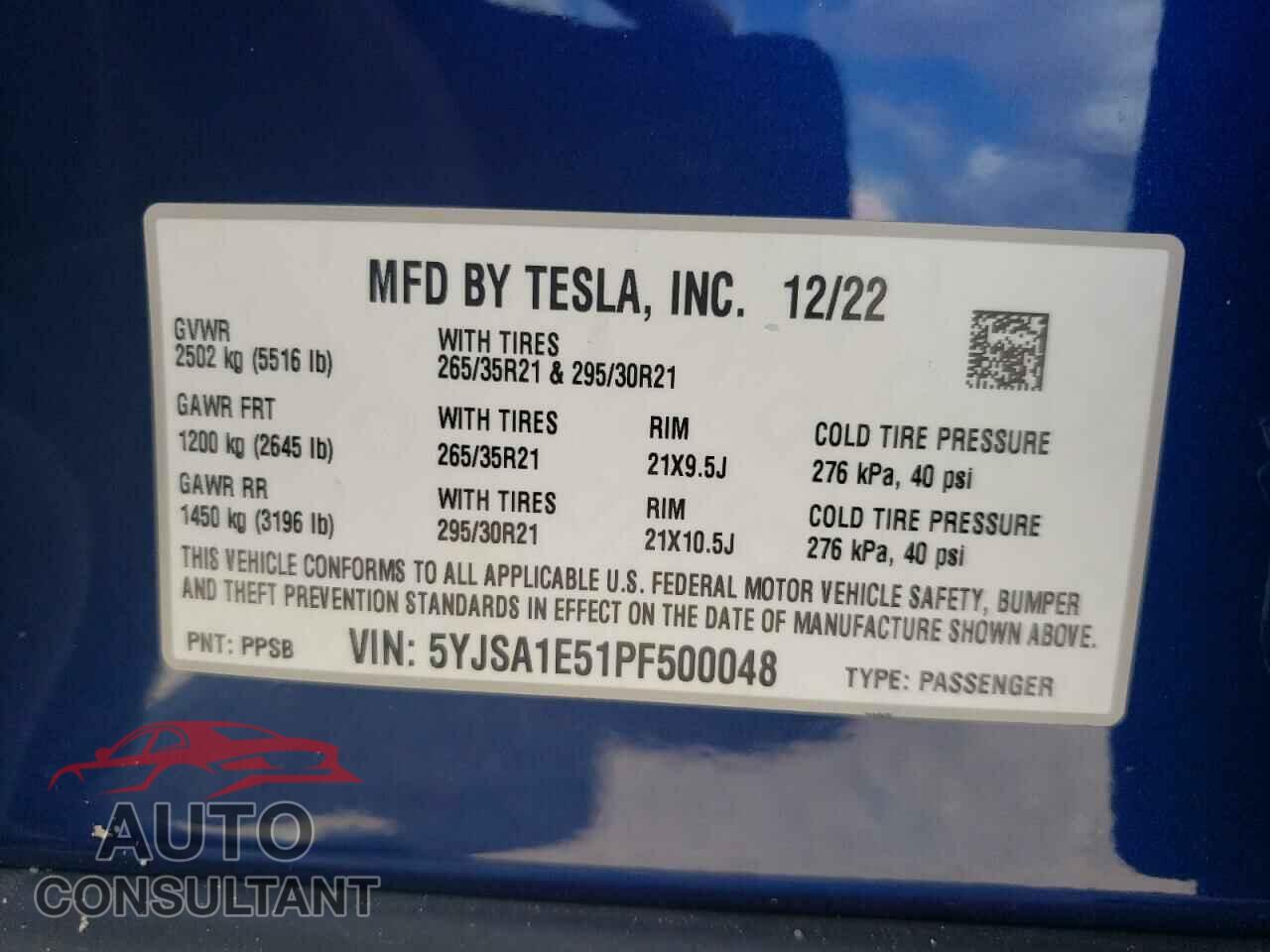 TESLA MODEL S 2023 - 5YJSA1E51PF500048