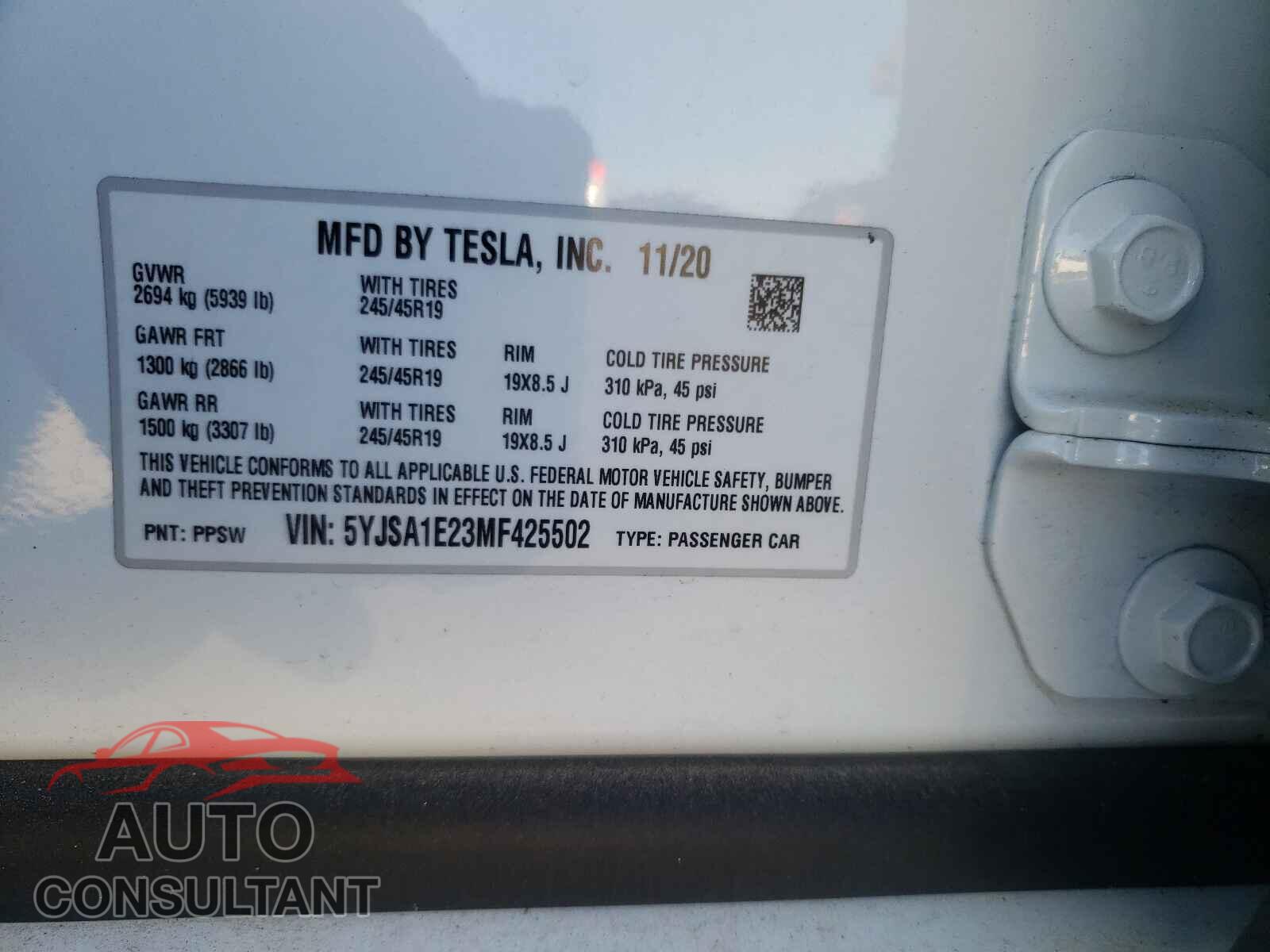TESLA MODEL S 2021 - 5YJSA1E23MF425502