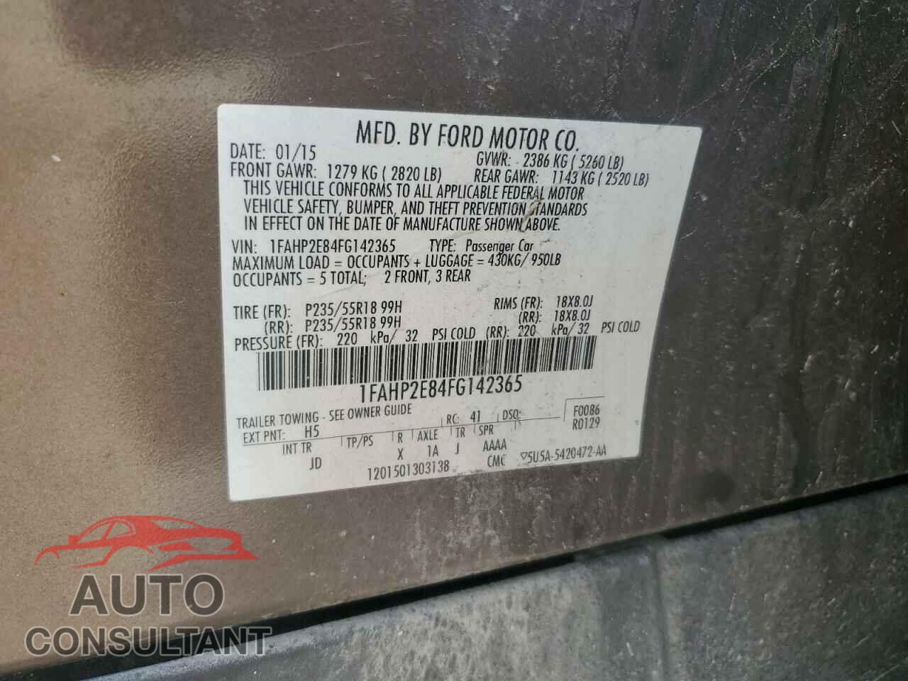 FORD TAURUS 2015 - 1FAHP2E84FG142365