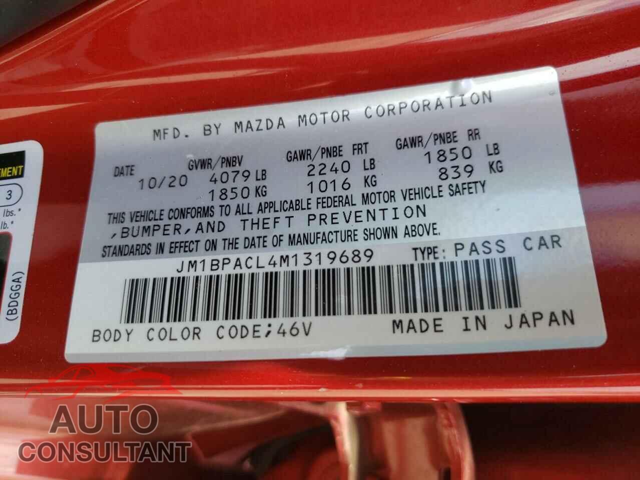 MAZDA 3 2021 - JM1BPACL4M1319689