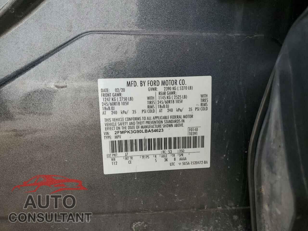 FORD EDGE 2020 - 2FMPK3G90LBA54623