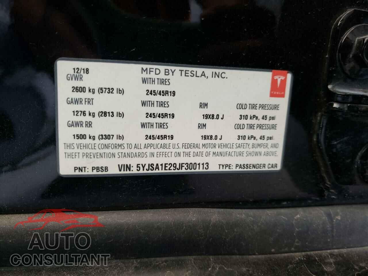 TESLA MODEL S 2018 - 5YJSA1E29JF300113