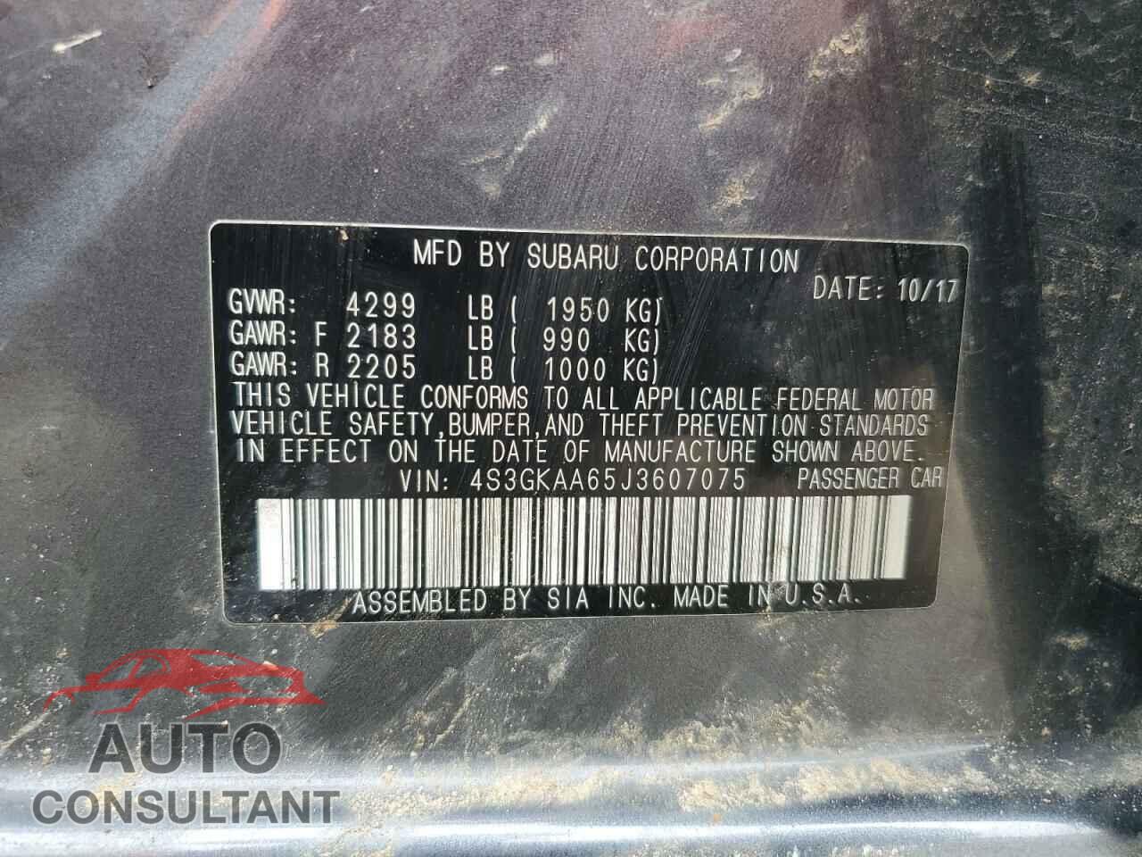 SUBARU IMPREZA 2018 - 4S3GKAA65J3607075