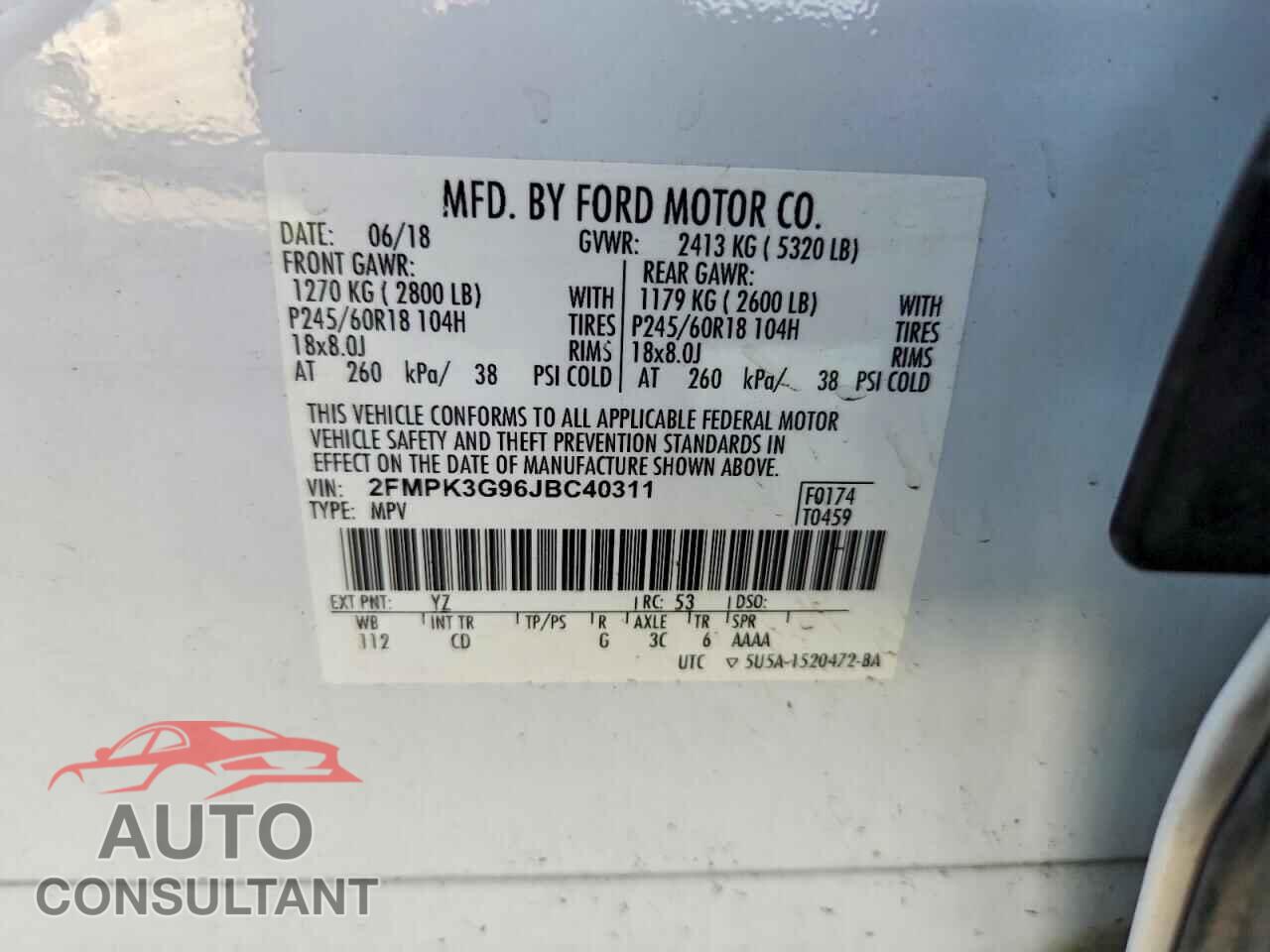 FORD EDGE 2018 - 2FMPK3G96JBC40311