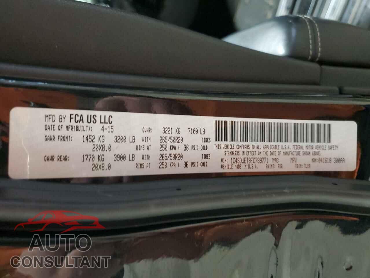 DODGE DURANGO 2015 - 1C4SDJET8FC789771