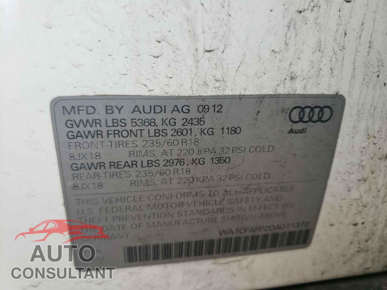 AUDI Q5 2013 - WA1CFAFP2DA011372