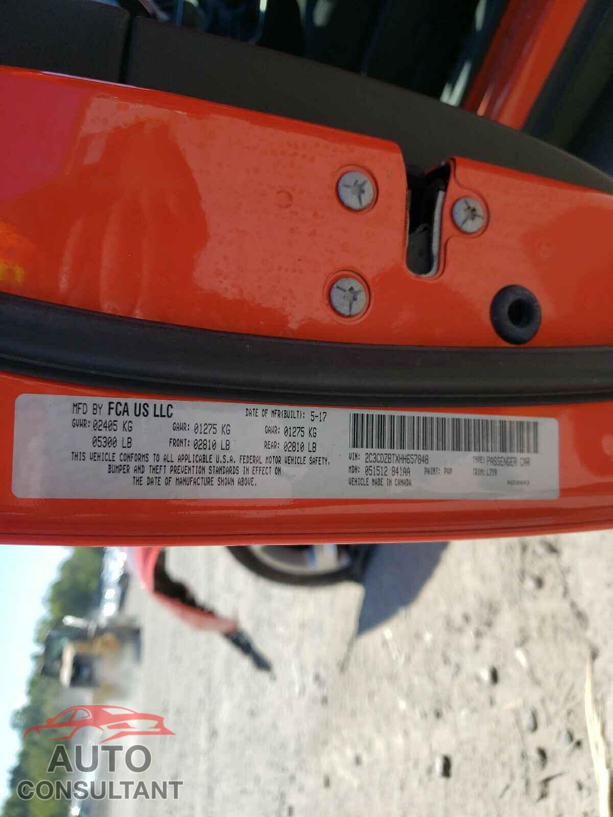 DODGE CHALLENGER 2017 - 2C3CDZBTXHH657848