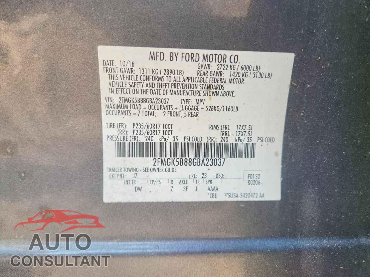 FORD FLEX 2016 - 2FMGK5B88GBA23037