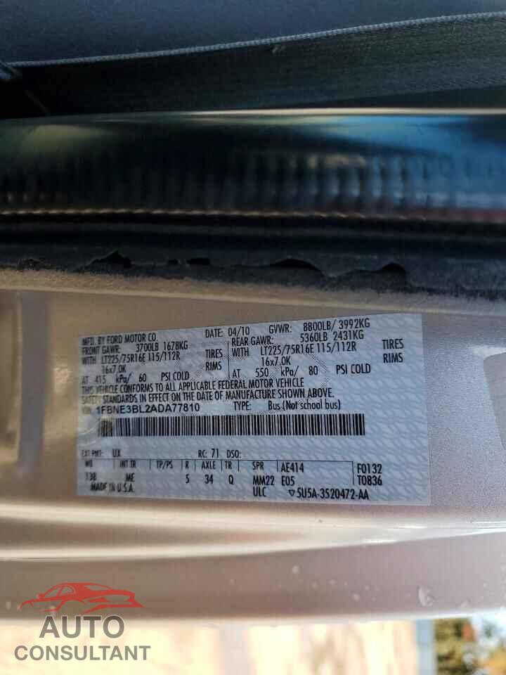 FORD ECONOLINE 2010 - 1FBNE3BL2ADA77810