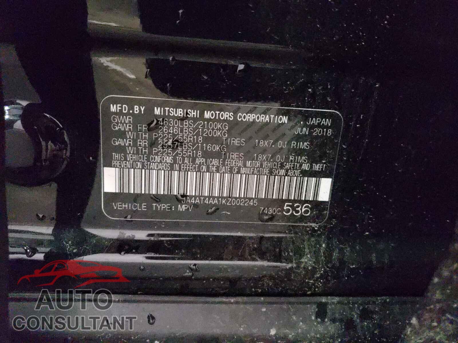 MITSUBISHI ECLIPSE 2019 - JA4AT4AA1KZ002245