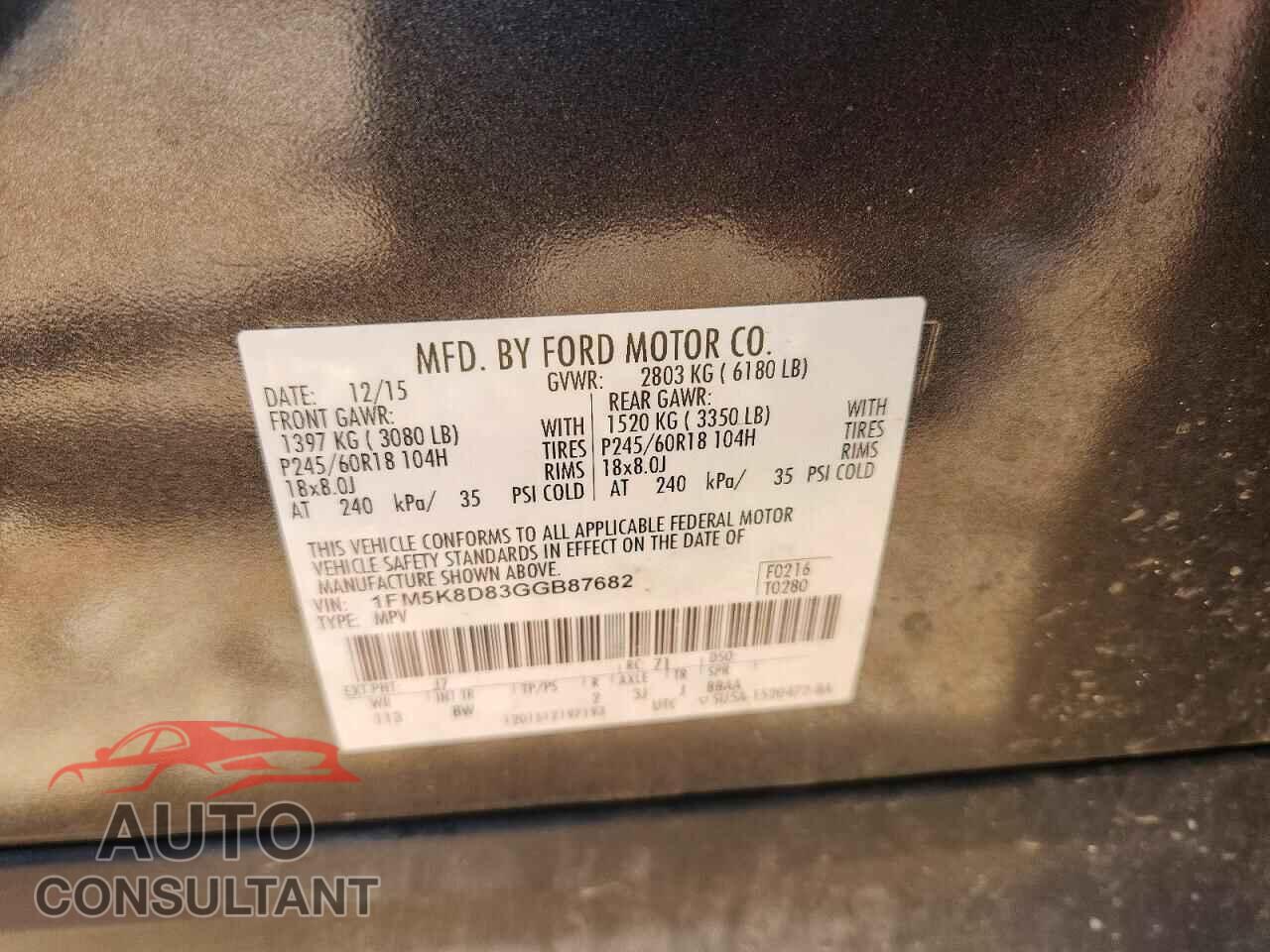 FORD EXPLORER 2016 - 1FM5K8D83GGB87682