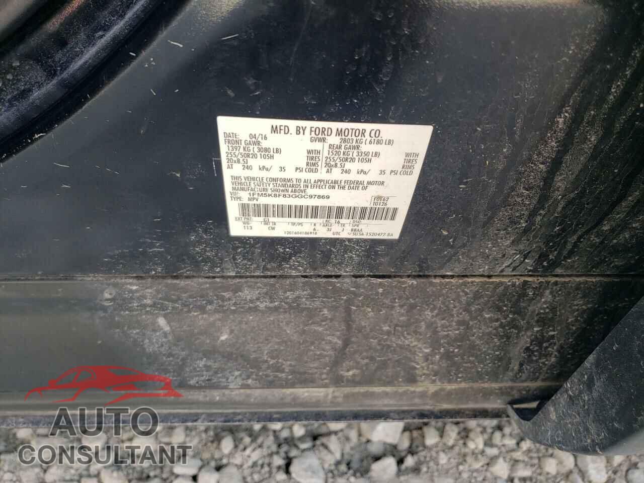 FORD EXPLORER 2016 - 1FM5K8F83GGC97869