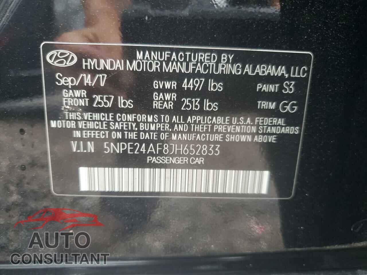 HYUNDAI SONATA 2018 - 5NPE24AF8JH652833