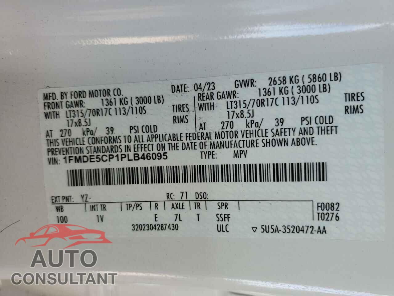 FORD BRONCO 2023 - 1FMDE5CP1PLB46095
