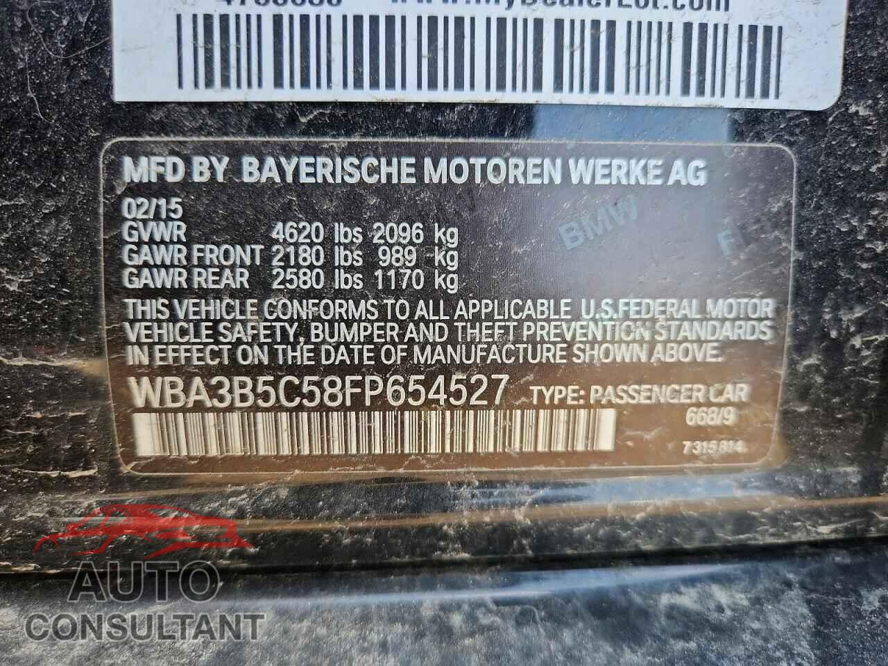 BMW 3 SERIES 2015 - WBA3B5C58FP654527