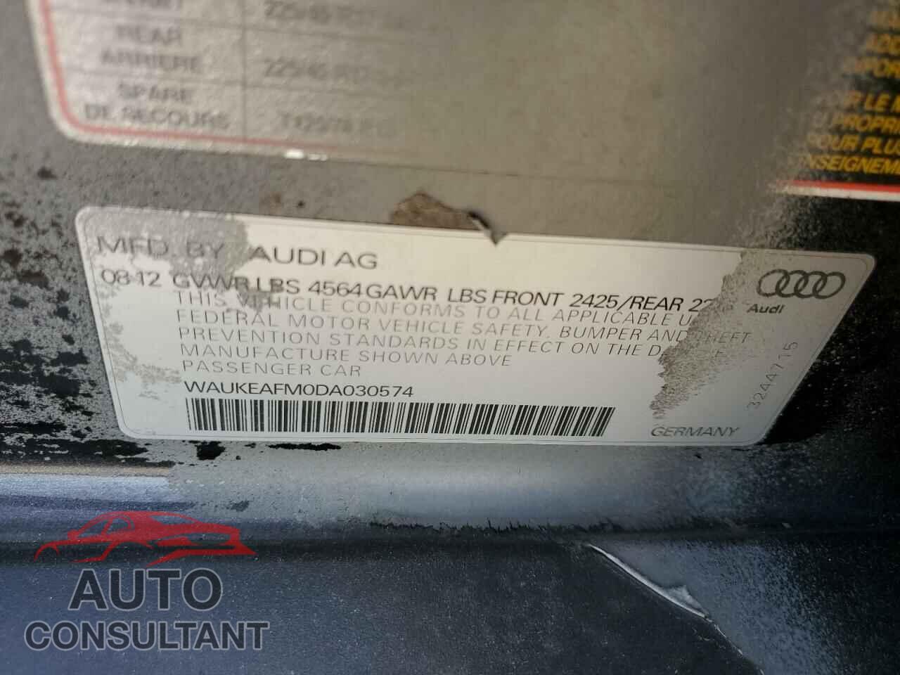 AUDI A3 2013 - WAUKEAFM0DA030574