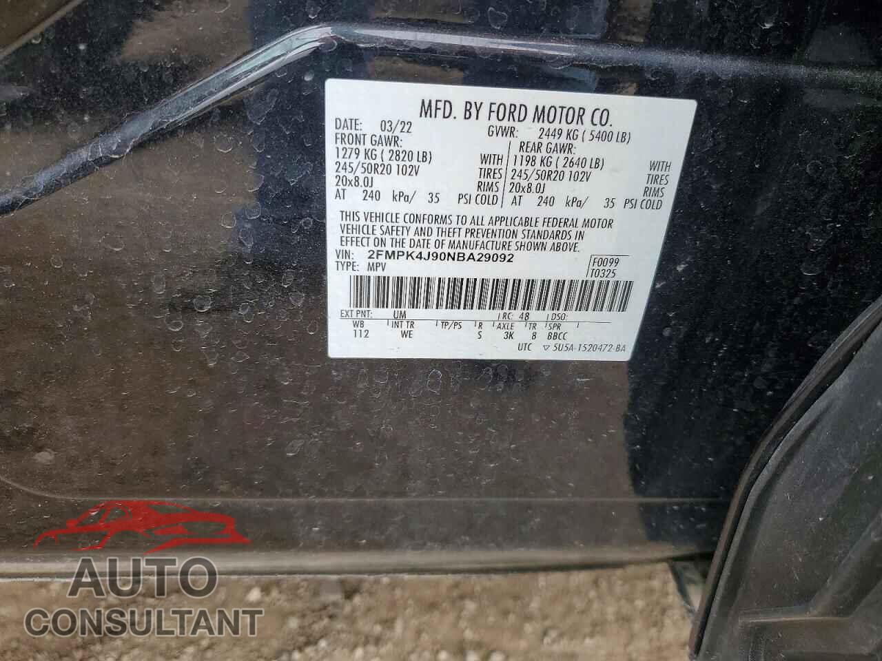 FORD EDGE 2022 - 2FMPK4J90NBA29092