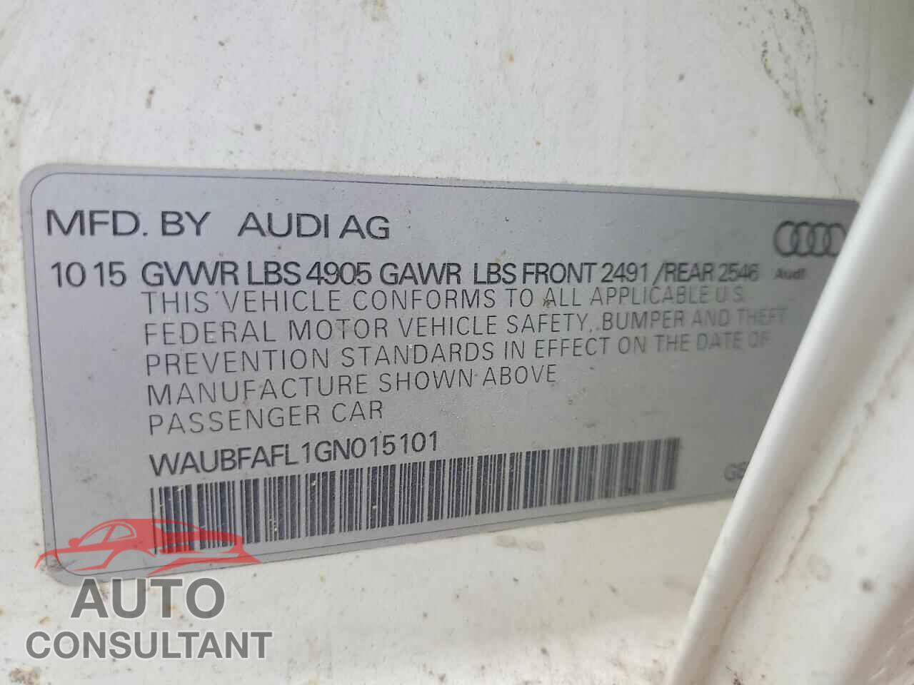 AUDI A4 2016 - WAUBFAFL1GN015101