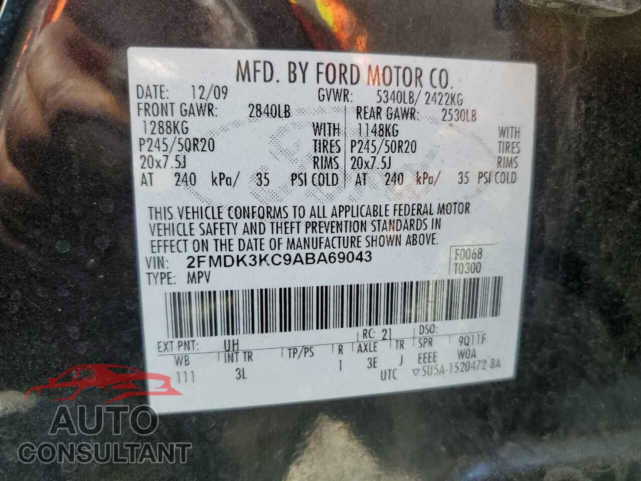 FORD EDGE 2010 - 2FMDK3KC9ABA69043
