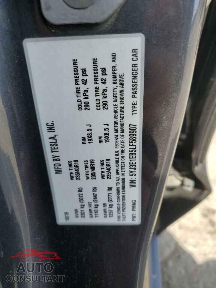 TESLA MODEL 3 2020 - 5YJ3E1EB5LF589907