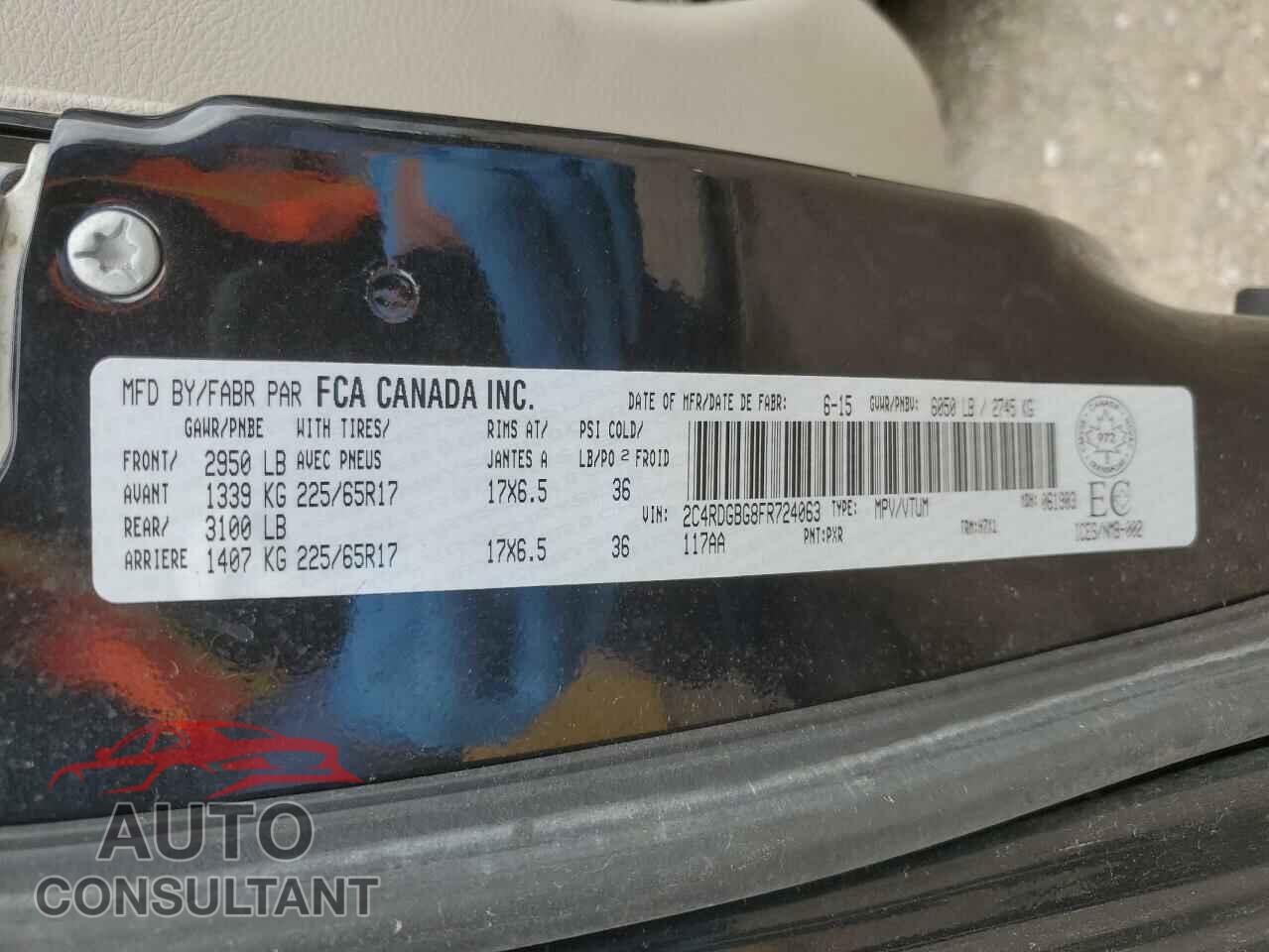 DODGE CARAVAN 2015 - 2C4RDGBG8FR724063