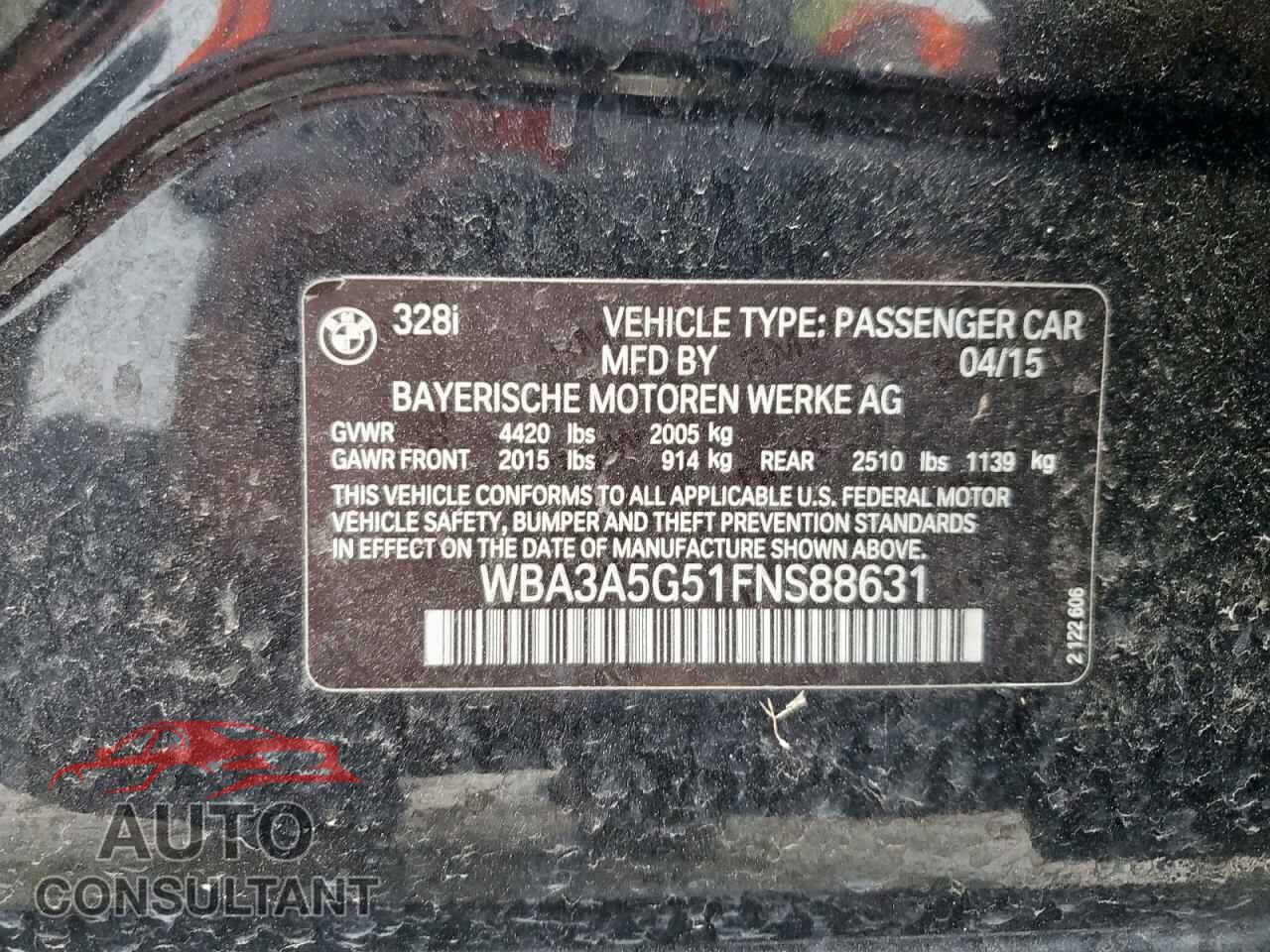 BMW 3 SERIES 2015 - WBA3A5G51FNS88631