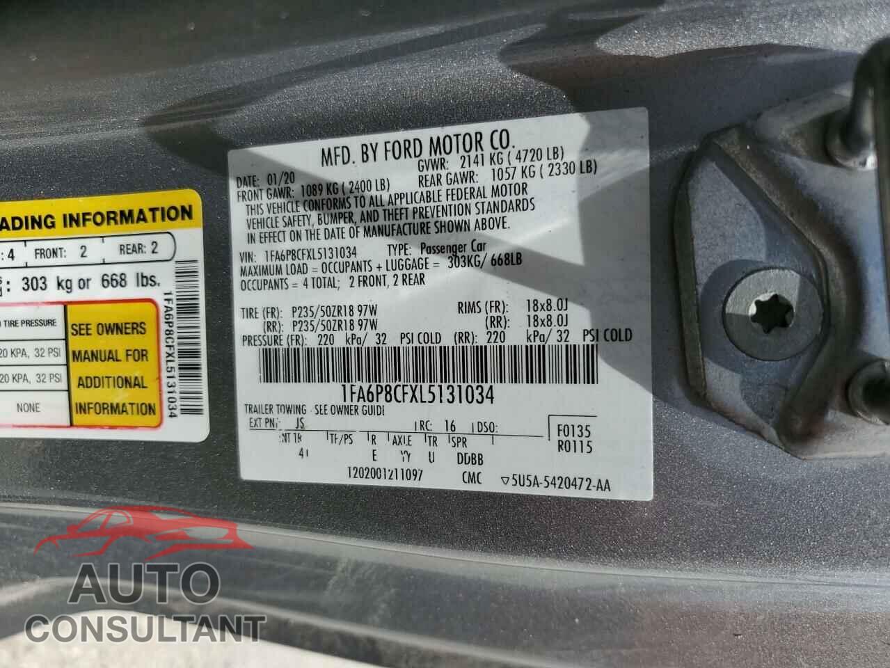 FORD MUSTANG 2020 - 1FA6P8CFXL5131034
