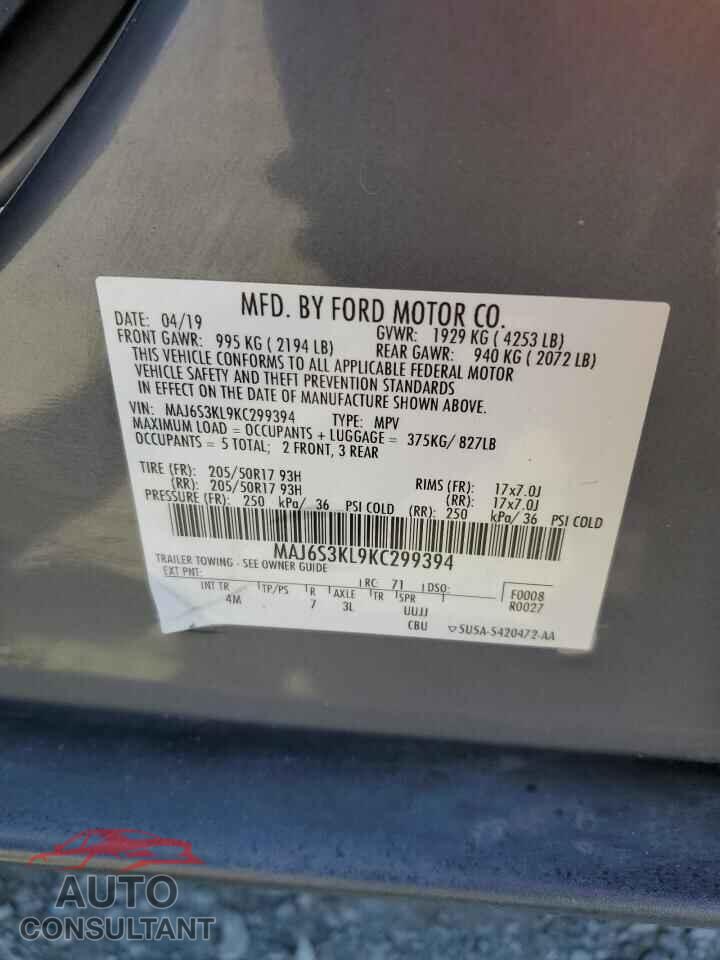FORD ECOSPORT 2019 - MAJ6S3KL9KC299394